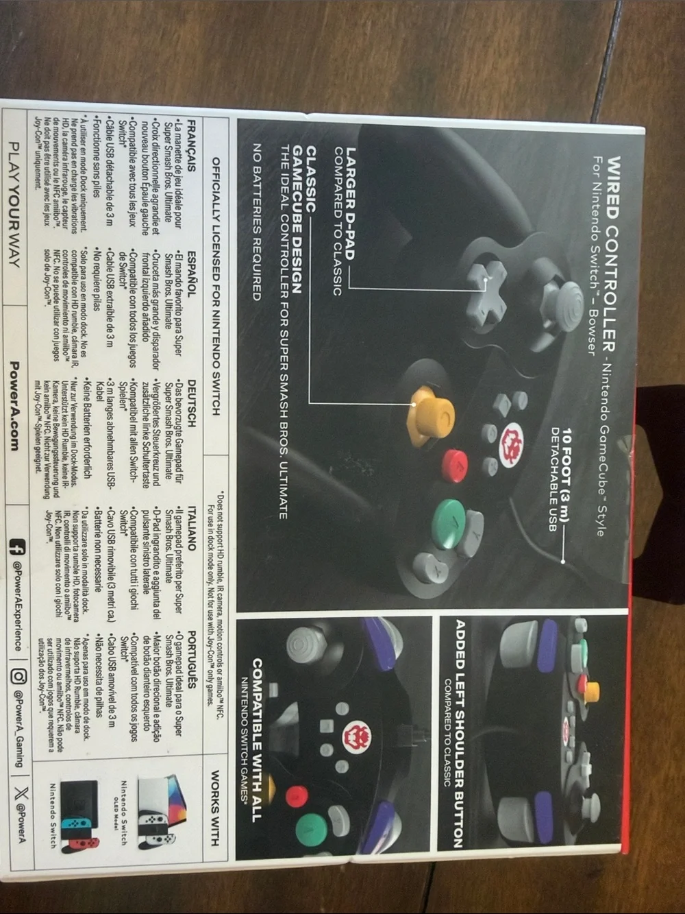 Super Mario Black Wired Controller for Nintendo Switch